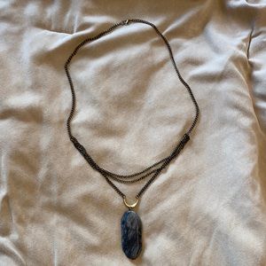 Necklace with multi-chains and stone